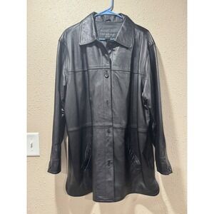 Centigrade Leather Mens Black Button Front Jacket Coat Size 1X Genuine Leather